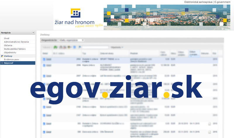 eGOV Žiar nad Hronom - Portál informačného systému mesta Žiar nad Hronom - stránka sa otvorí v novom okne