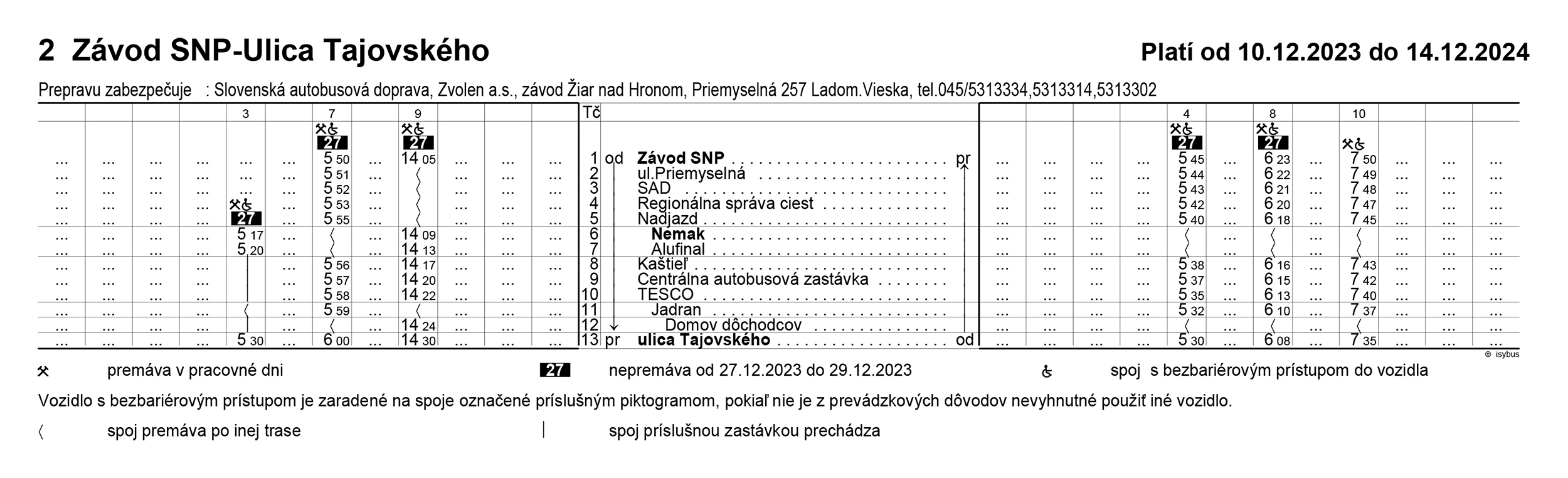 Nový cestovný poriadok MHD platný od 13. decembra