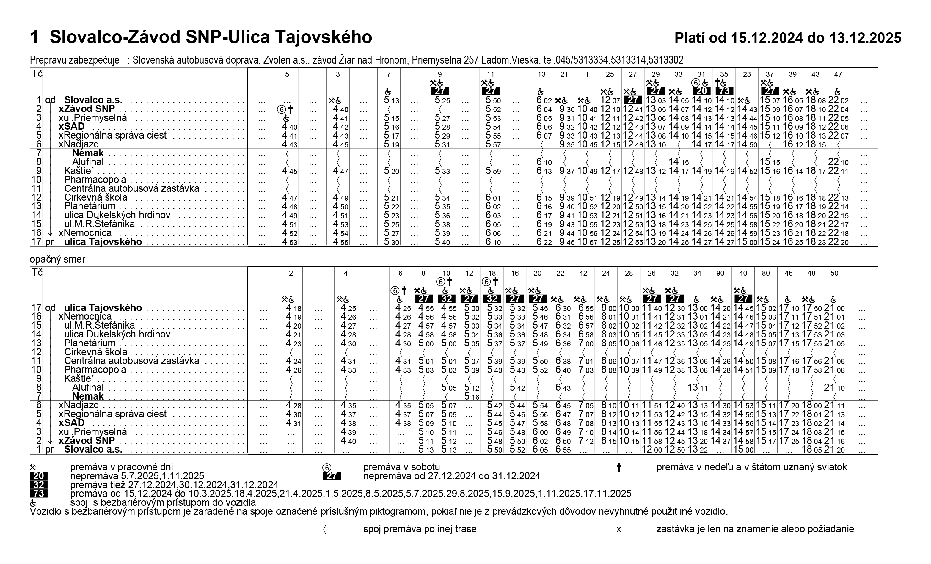 Nové cestovné poriadky MHD platné od 15. decembra 2024