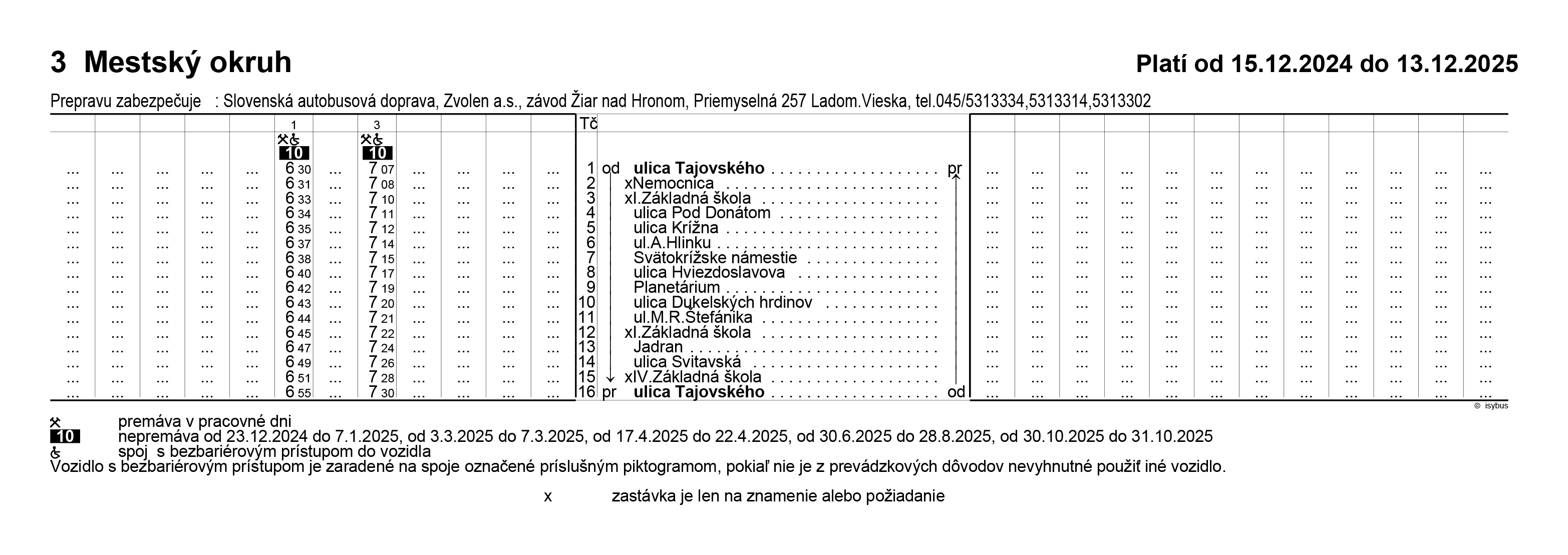 Nové cestovné poriadky MHD platné od 15. decembra 2024