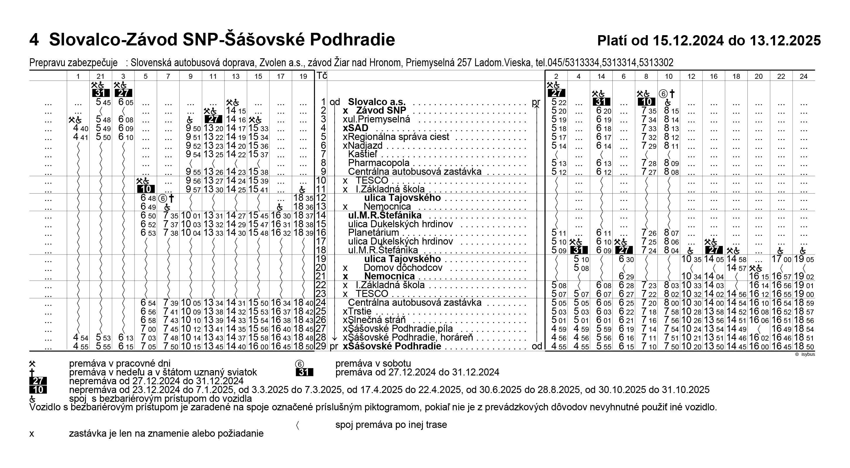 Nové cestovné poriadky MHD platné od 15. decembra 2024